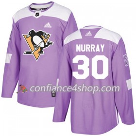 Adidas Maillot de Hockey Pittsburgh Penguins Matt Murray 30 2017-2018 Violet Fights Cancer Practice Authentic - Homme